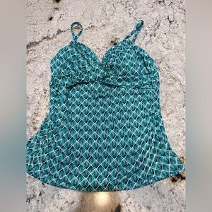 Merona Tankini Top Turquoise & Green Size XL